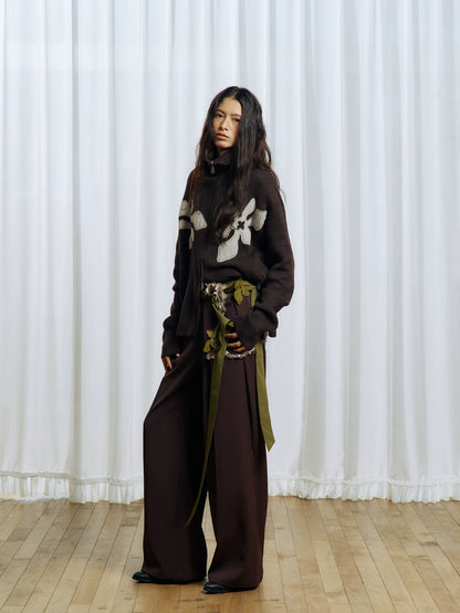 Appliqué Zip-Up Knit Jacket