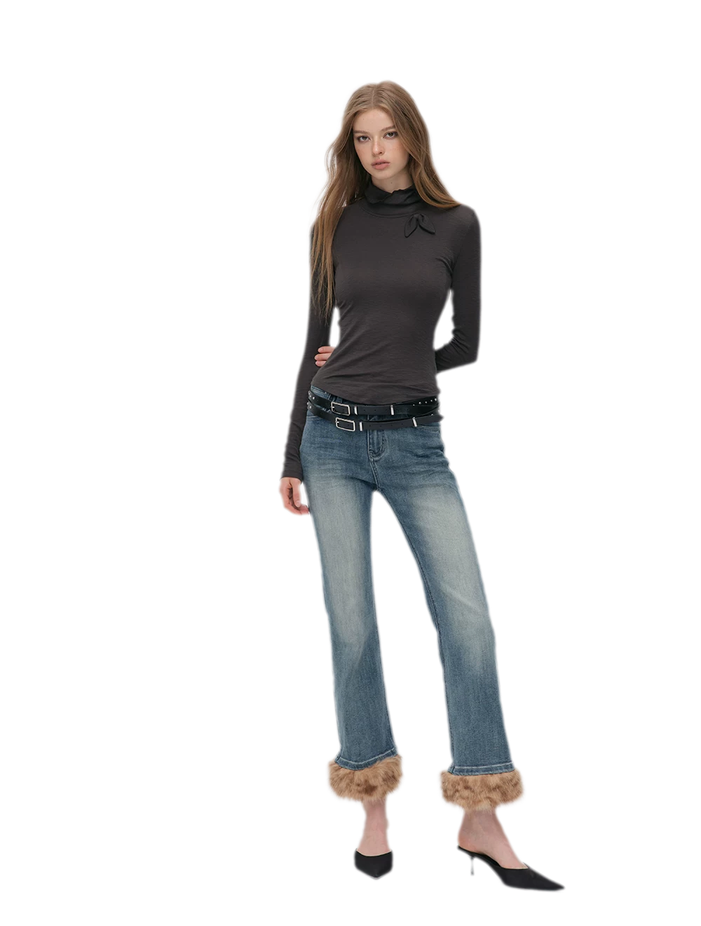 Vintage Washed Cropped Flare Jeans