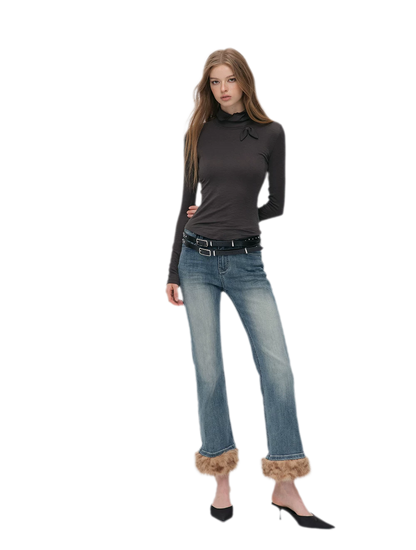 Vintage Washed Cropped Flare Jeans