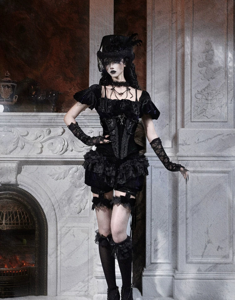 Velvet Lace Gothic Pumpkin Pants