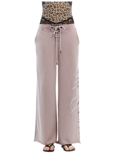 Vintage Letter Print Wide-Leg Pants