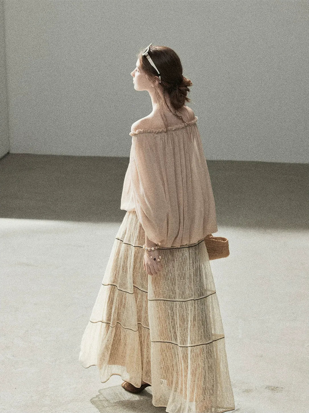 Crinkled Off-Shoulder Top