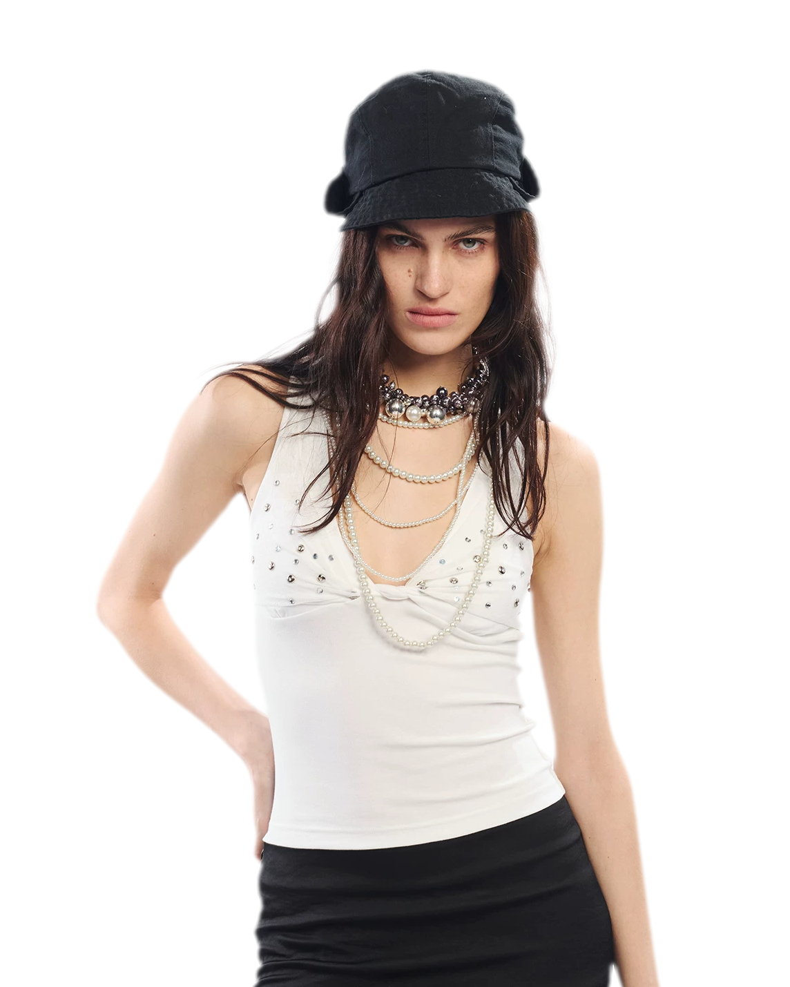 Leopard Print Rhinestone V-neck Camisole
