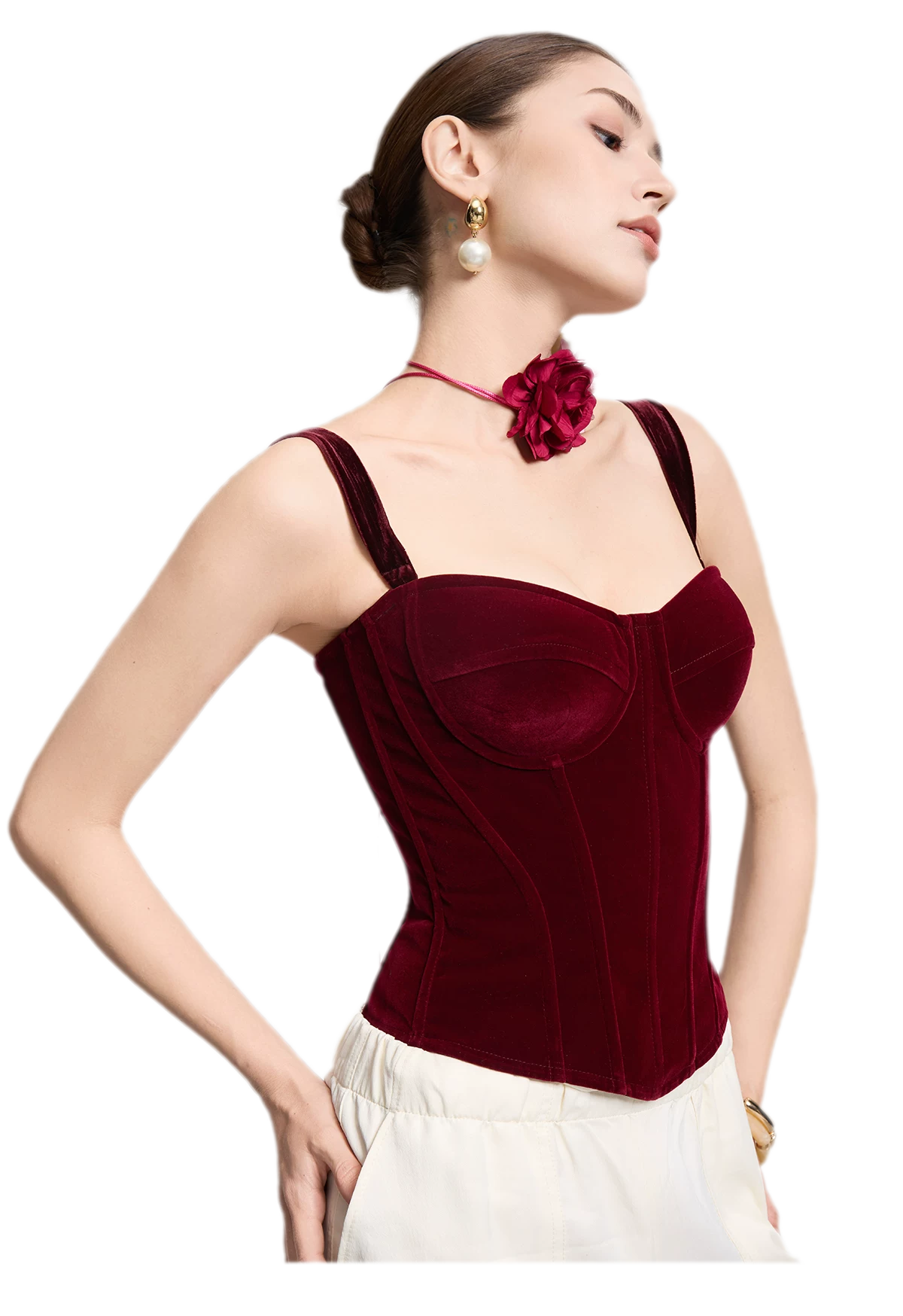 Velvet Boned Corset Top