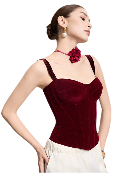 Velvet Boned Corset Top