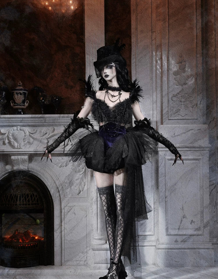 Feather Gothic Train Dress