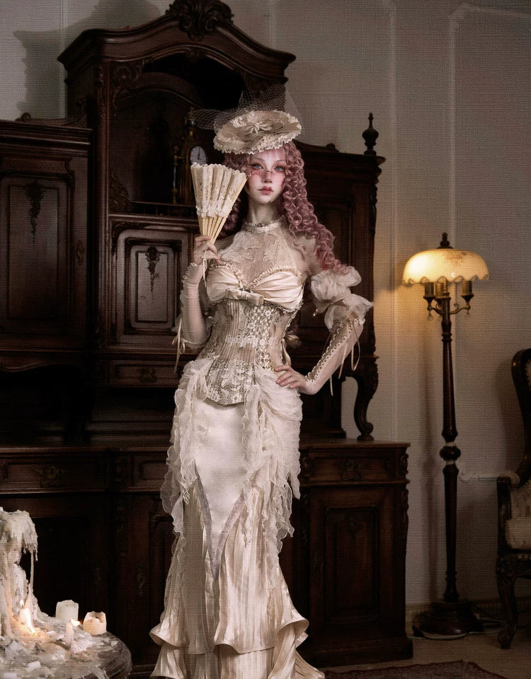 Satin Pleated Fishtail Skirt