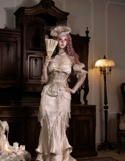 Satin Pleated Fishtail Skirt