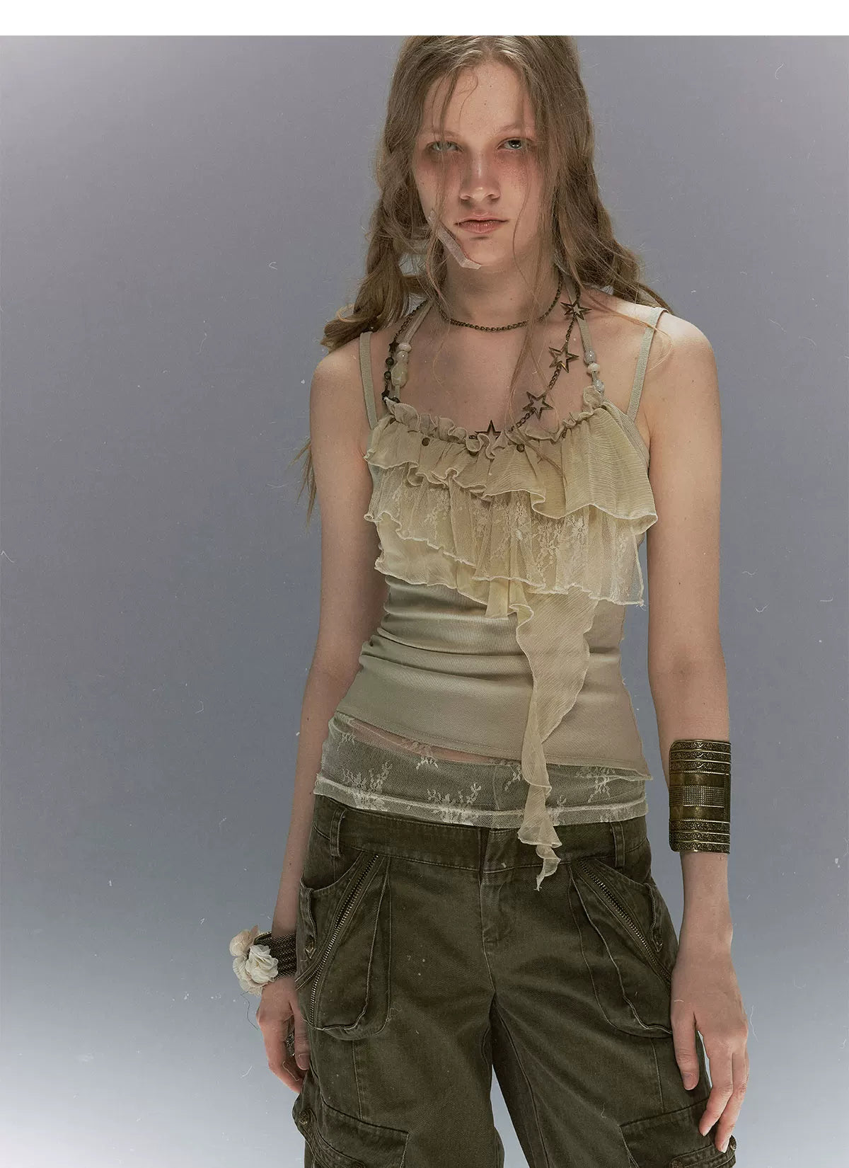 Tie Dye Beaded Lace Cami