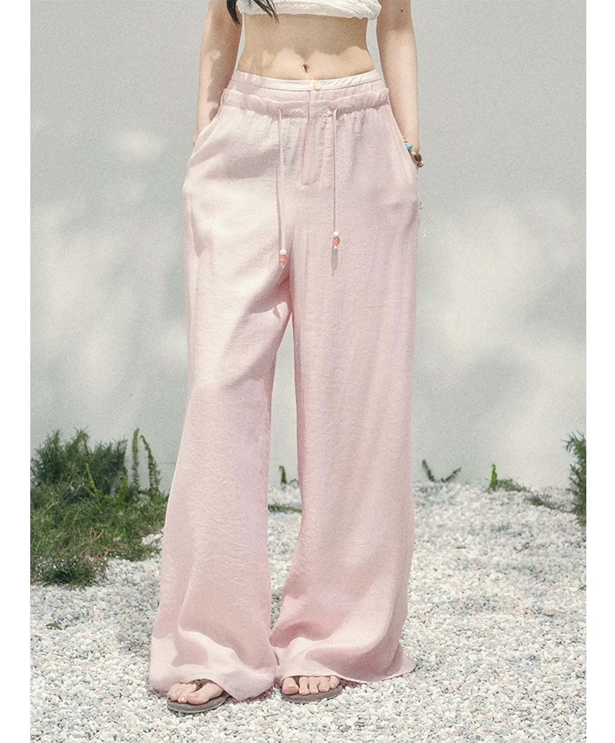 Wide-Leg Embroidered Pants