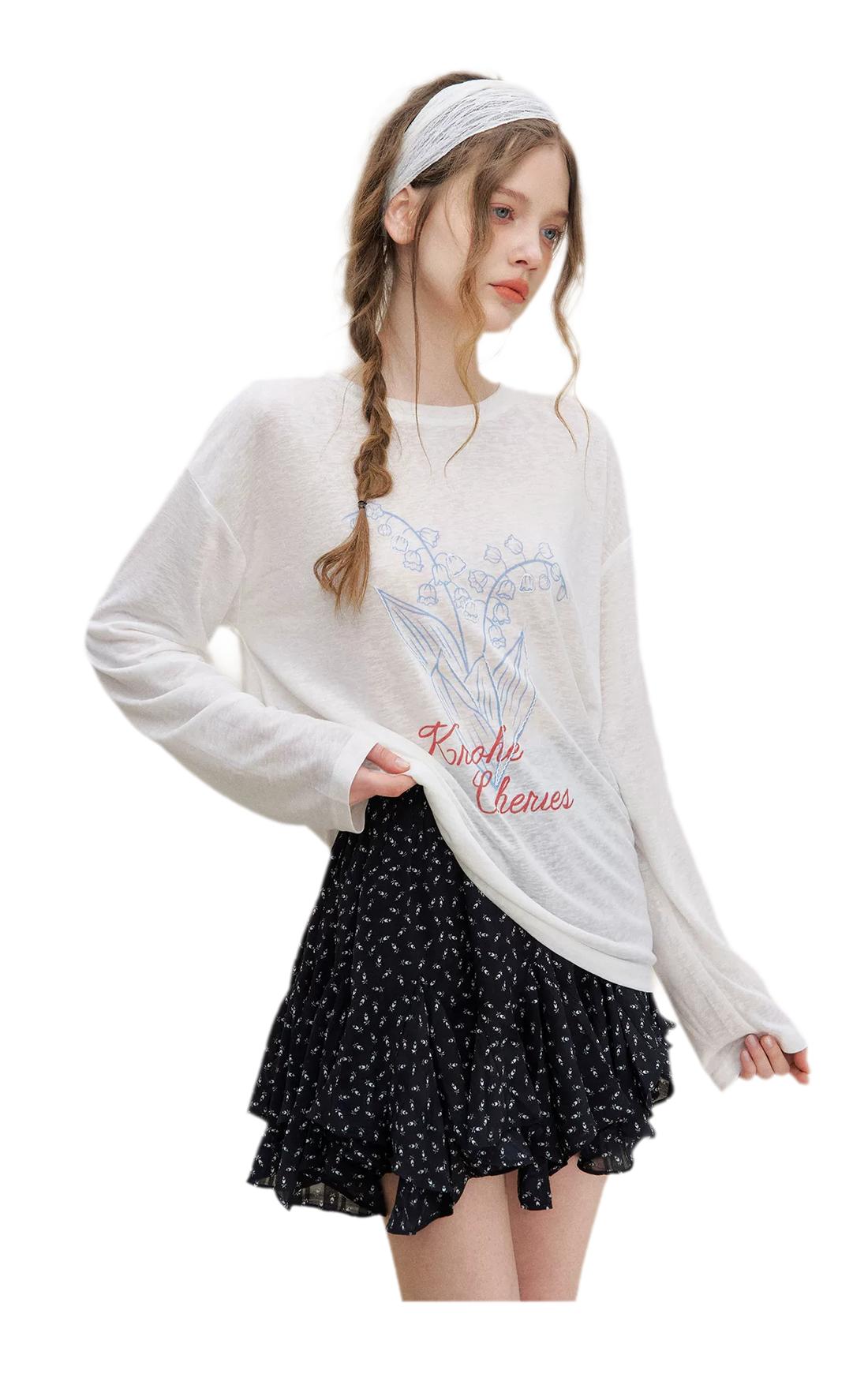 Hand-Drawn Floral Sun Protection Pullover