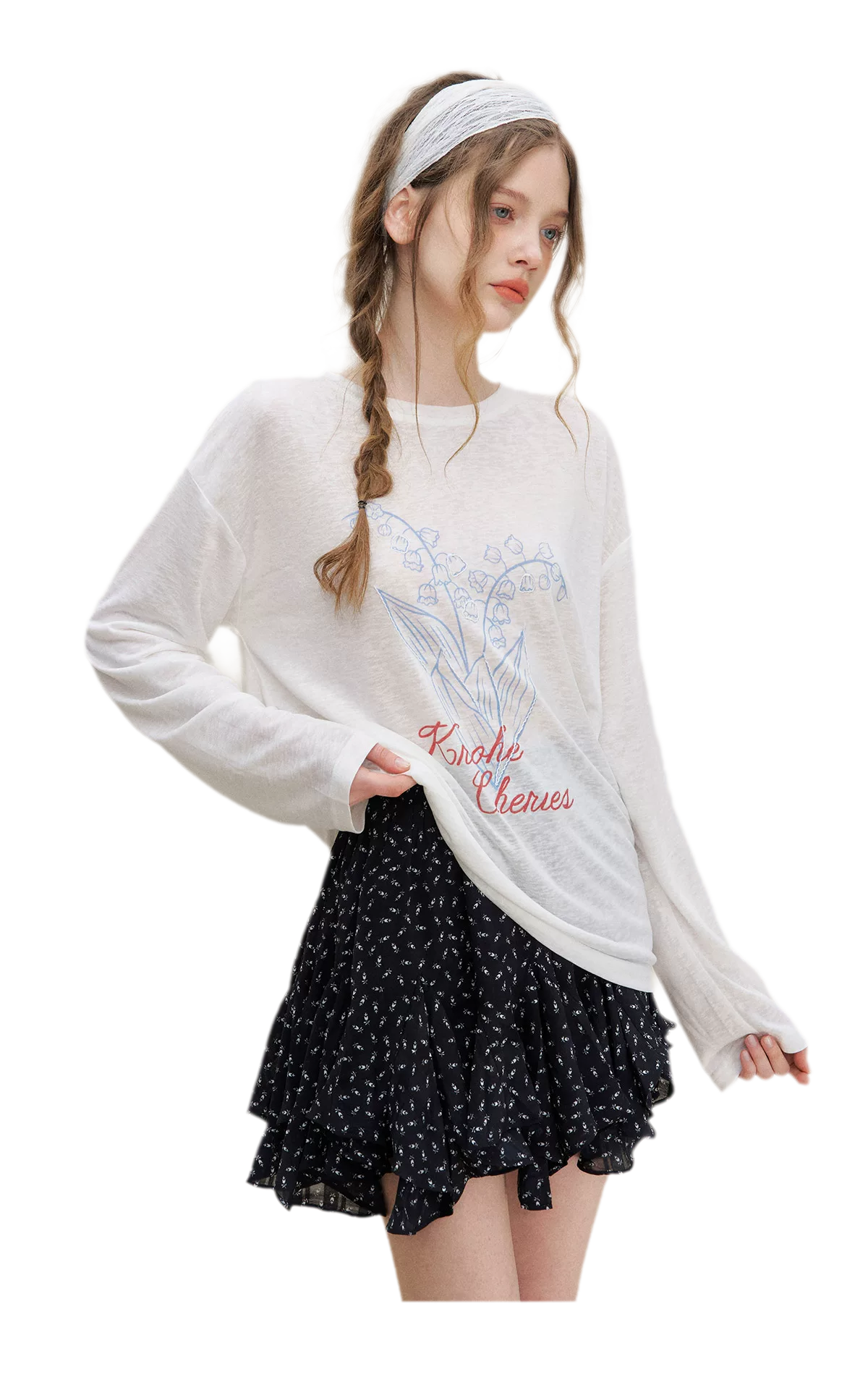 Hand-Drawn Floral Sun Protection Pullover