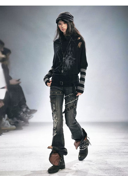 Skinny Grunge Flare Jeans