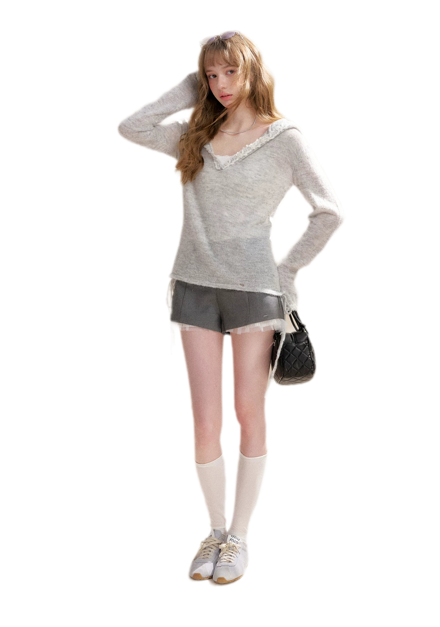 Lace Hood Knit Hoodie