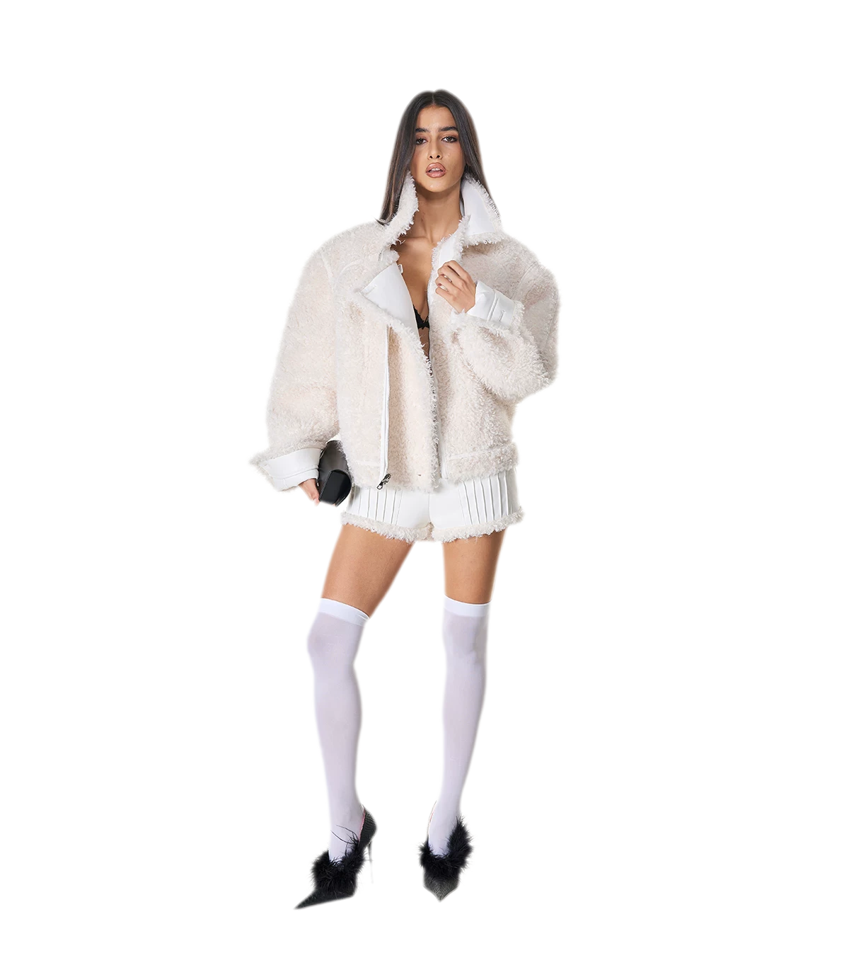 Reversible Fur Leather Cropped Jacket