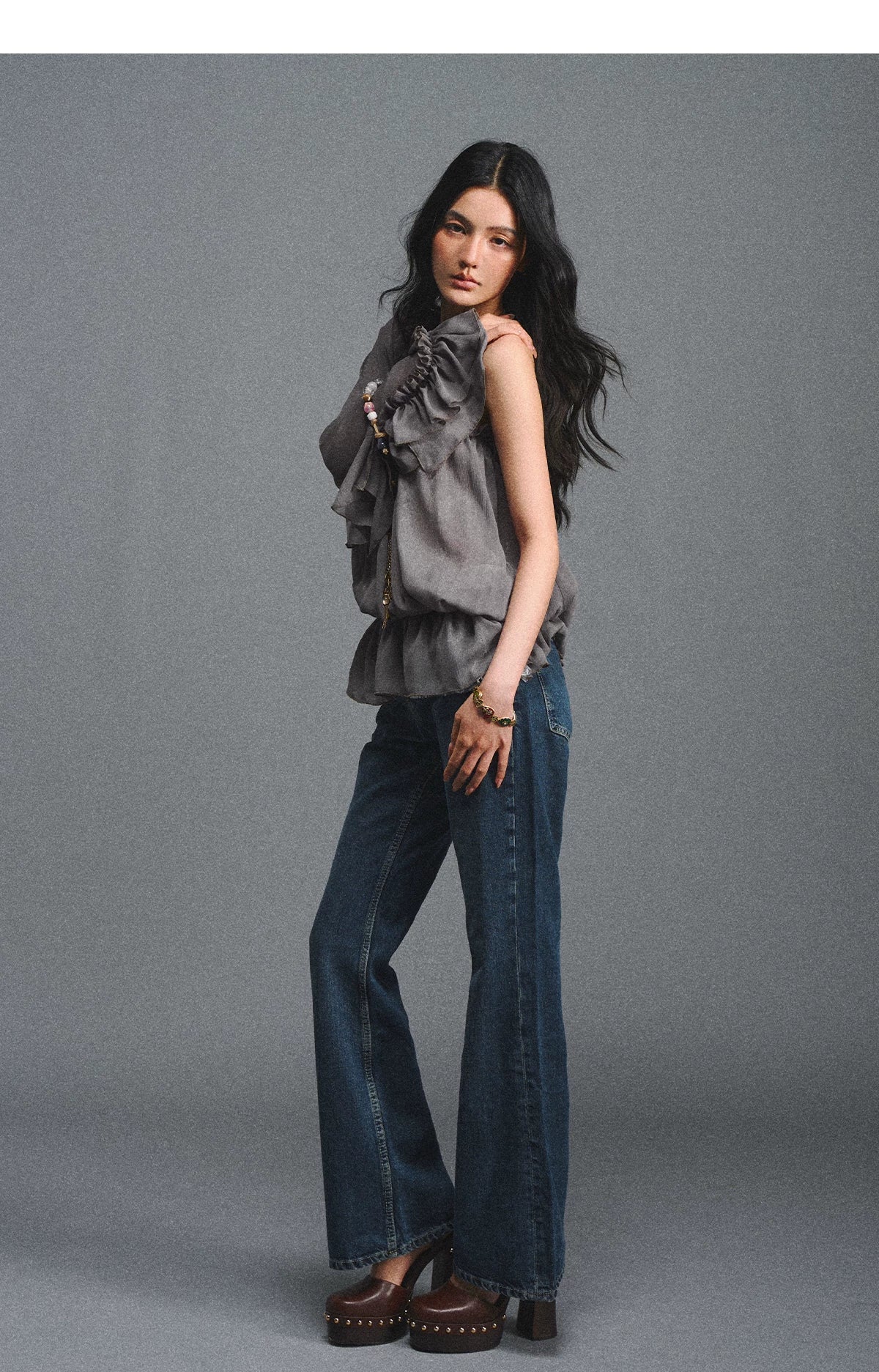 One-Shoulder Chiffon Blouse