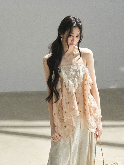 Lace Trim Asymmetric Cami