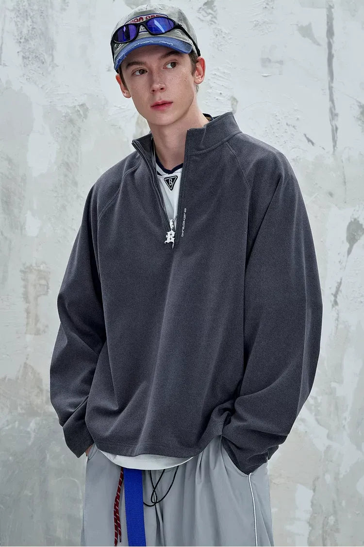 Vintage Oversized Half-Zip T-Shirt