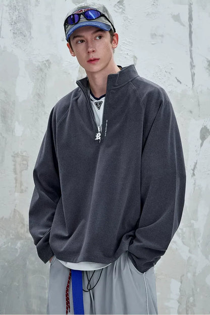 Vintage Oversized Half-Zip T-Shirt
