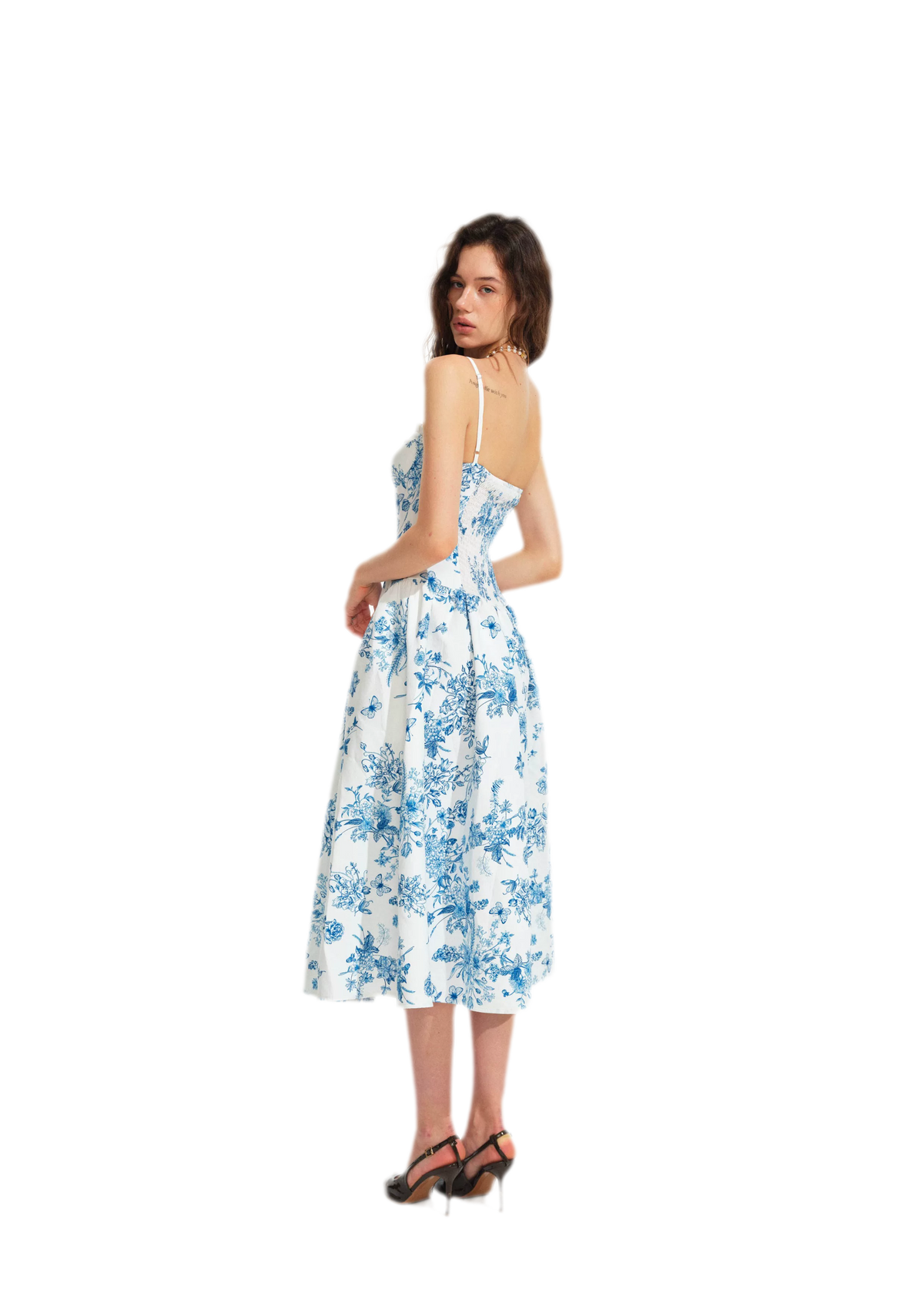 Hand-Drawn Floral Midi Dress