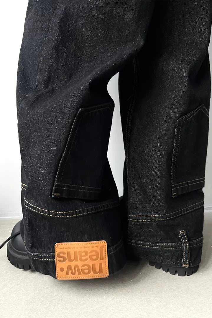 Washed Denim Wide-Leg Jeans