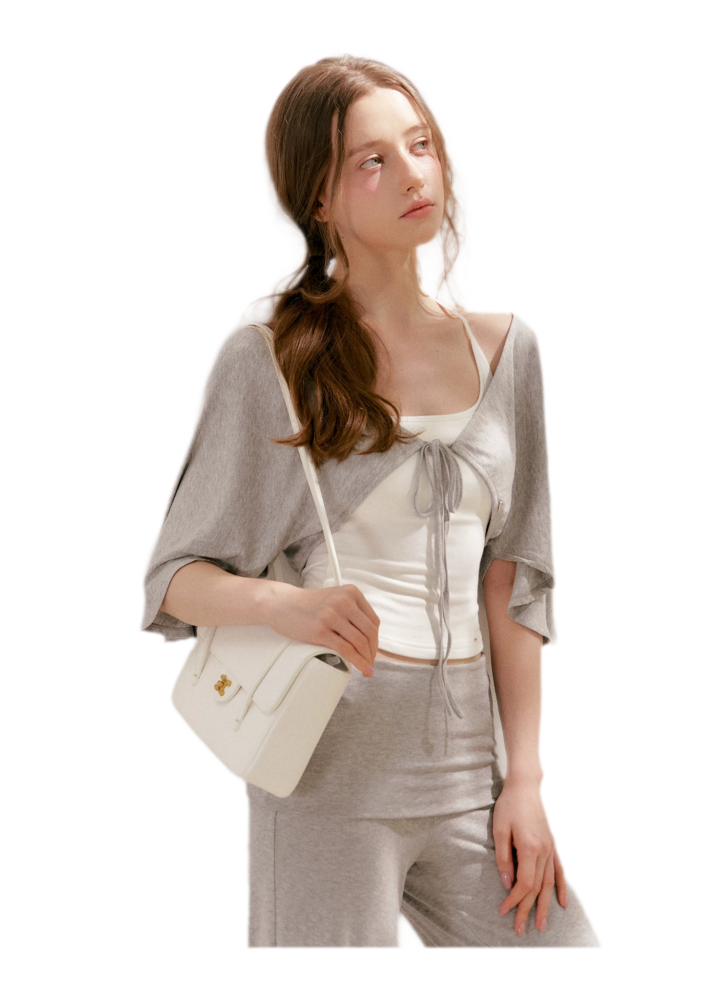 Airy Cloud Feel Halter U-Neck Vest and Batwing