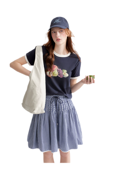 Rhinestone Fruit Print Tee