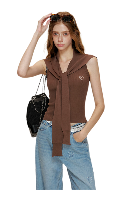 Soft Tencel Navy Shawl Tank