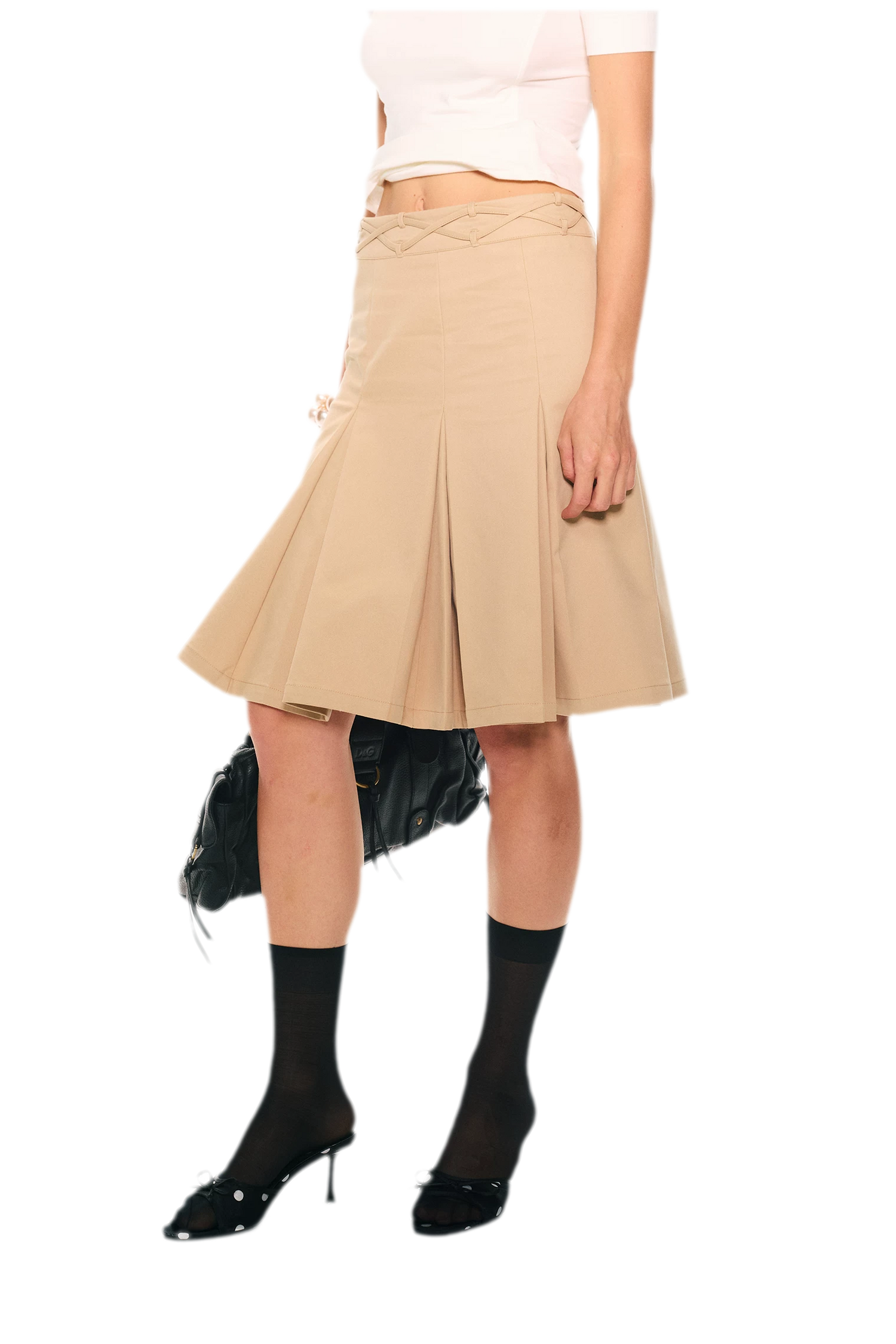 Low Waist Pleated A-Line Skirt