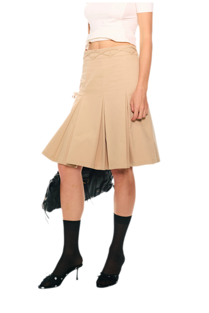 Low Waist Pleated A-Line Skirt