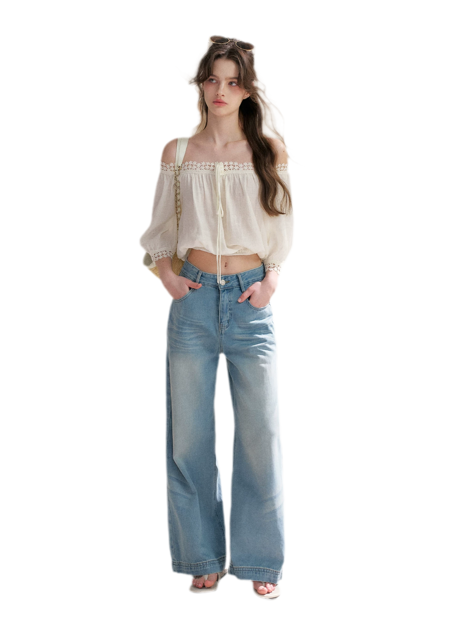 Asymmetrical Lace Off-Shoulder Top &amp; Skirt Set