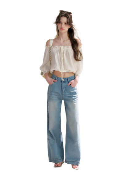 Asymmetrical Lace Off-Shoulder Top &amp; Skirt Set