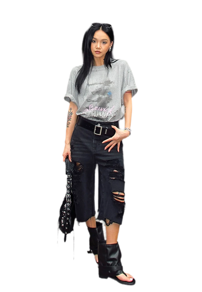 Cotton Rhinestone Graphic T-Shirt