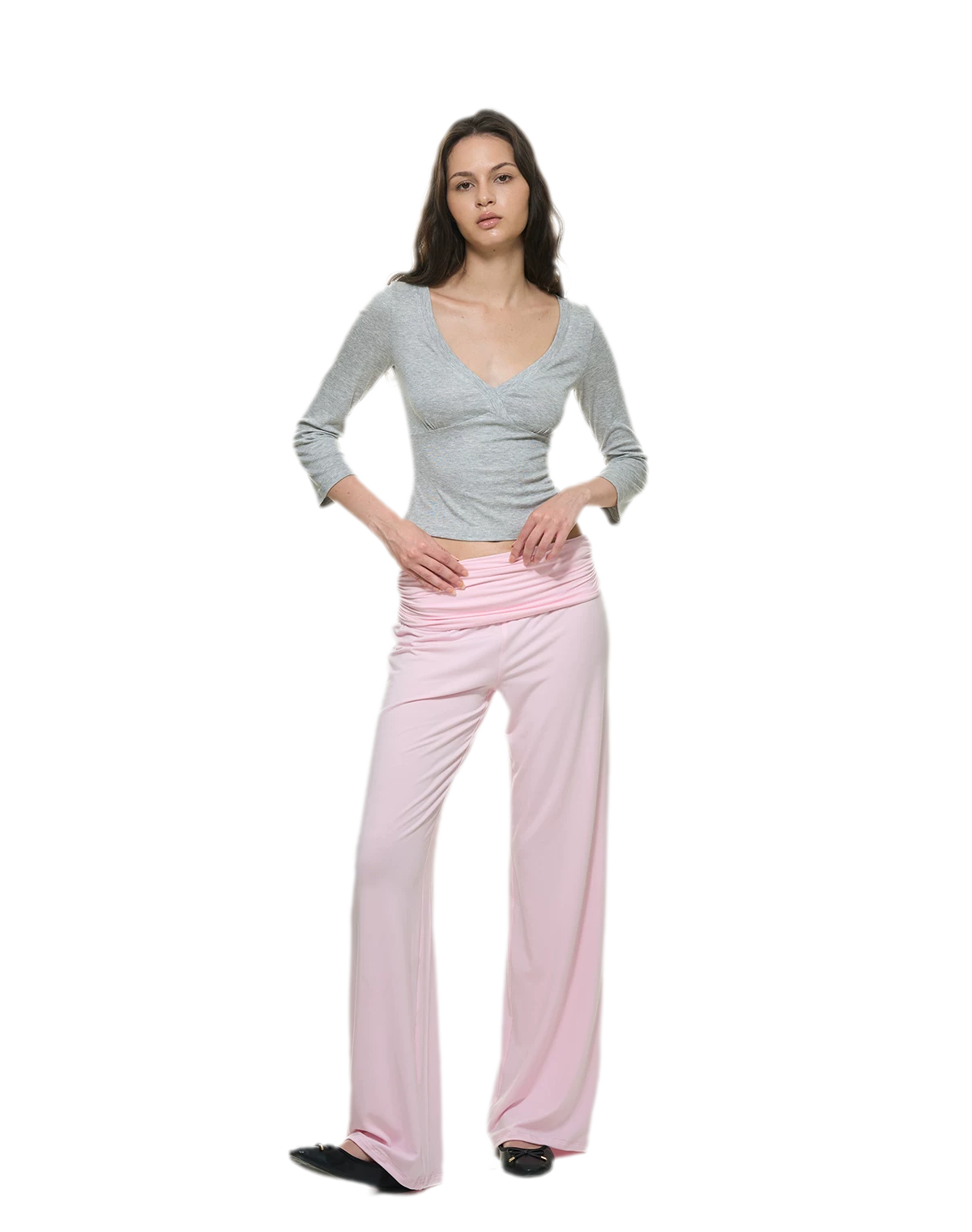 Crossfront Ribbed V-Neck Top