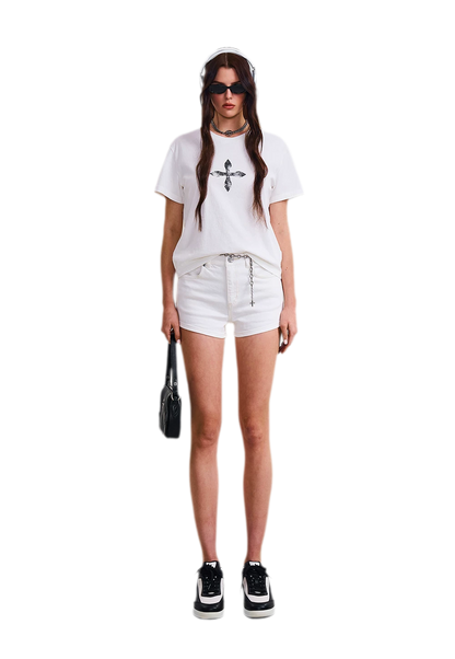 Vintage Washed Cross Embroidered Tee