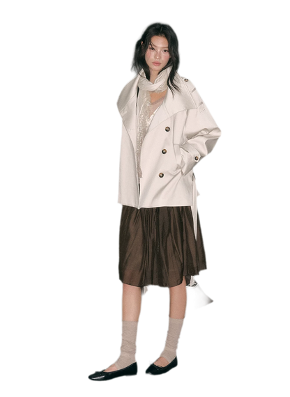 Trench coat in twill ad alta densità con cintura