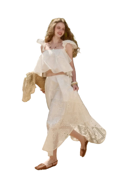 Clear White Embroidered Cotton Set