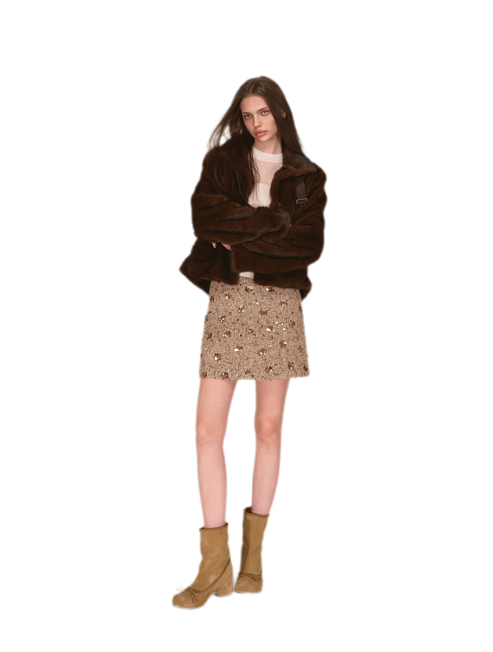Sequin Tweed A-Line Skirt