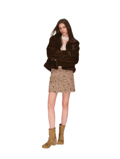 Sequin Tweed A-Line Skirt