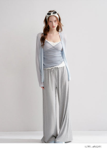 Lyrical Lace Spliced Cross Mesh Camisole Top