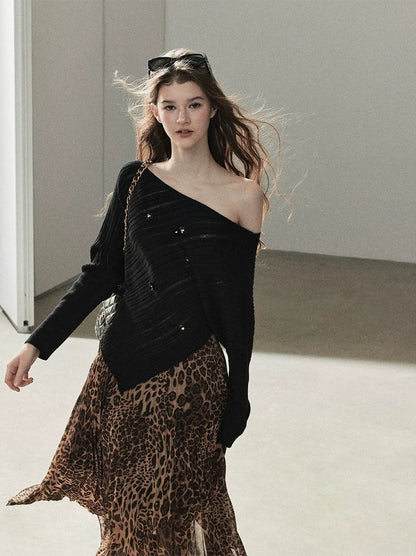 Asymmetric Cutout Relaxed Knit Top