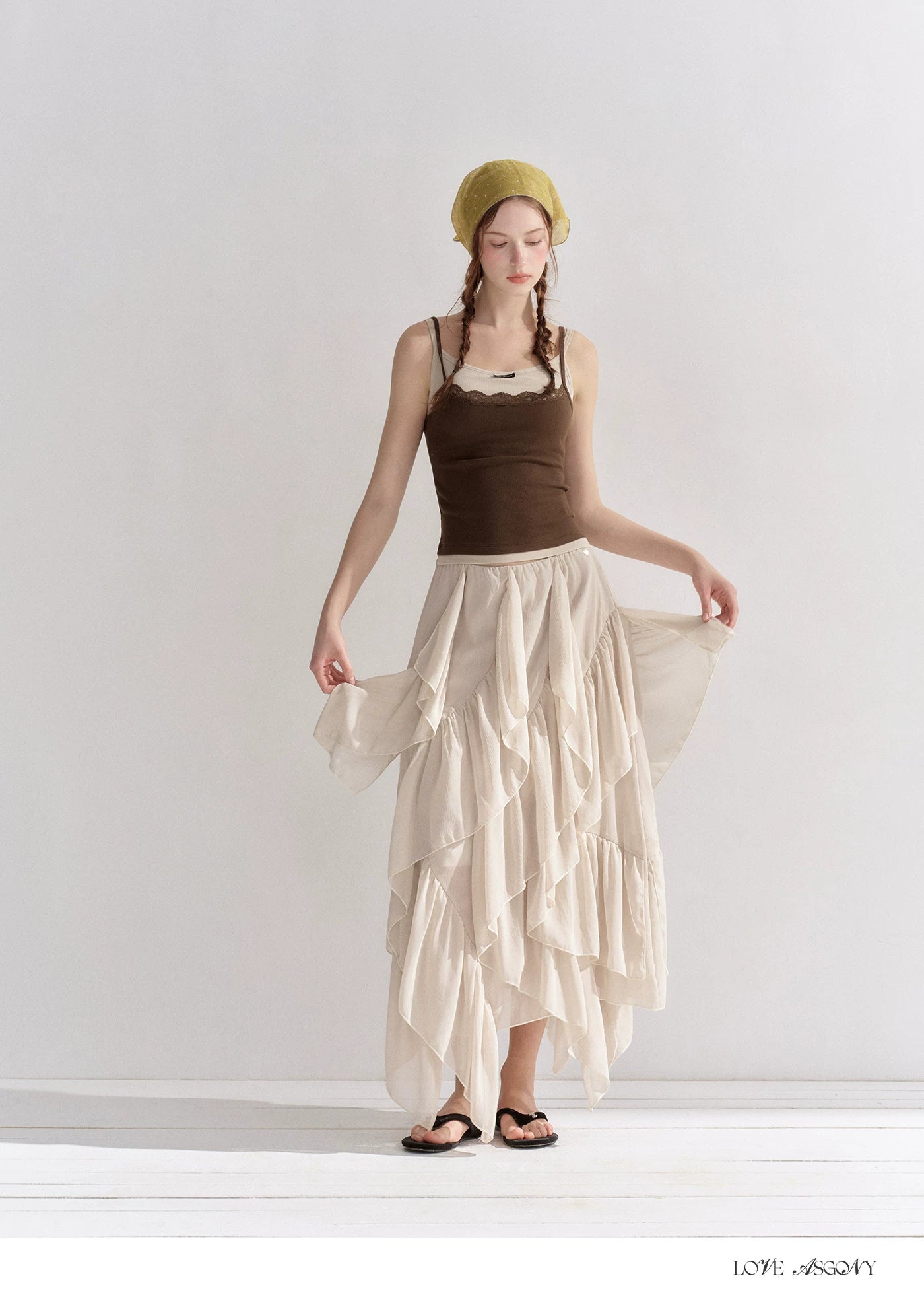 Irregular Ruffle Edge Chiffon Skirt