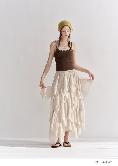 Irregular Ruffle Edge Chiffon Skirt