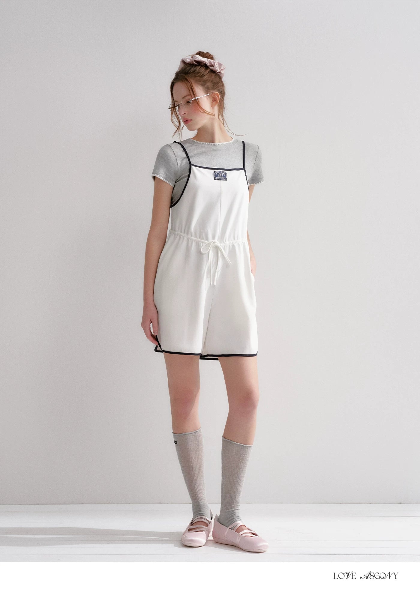 Contrast Piping Drawstring Waist Jumpsuit