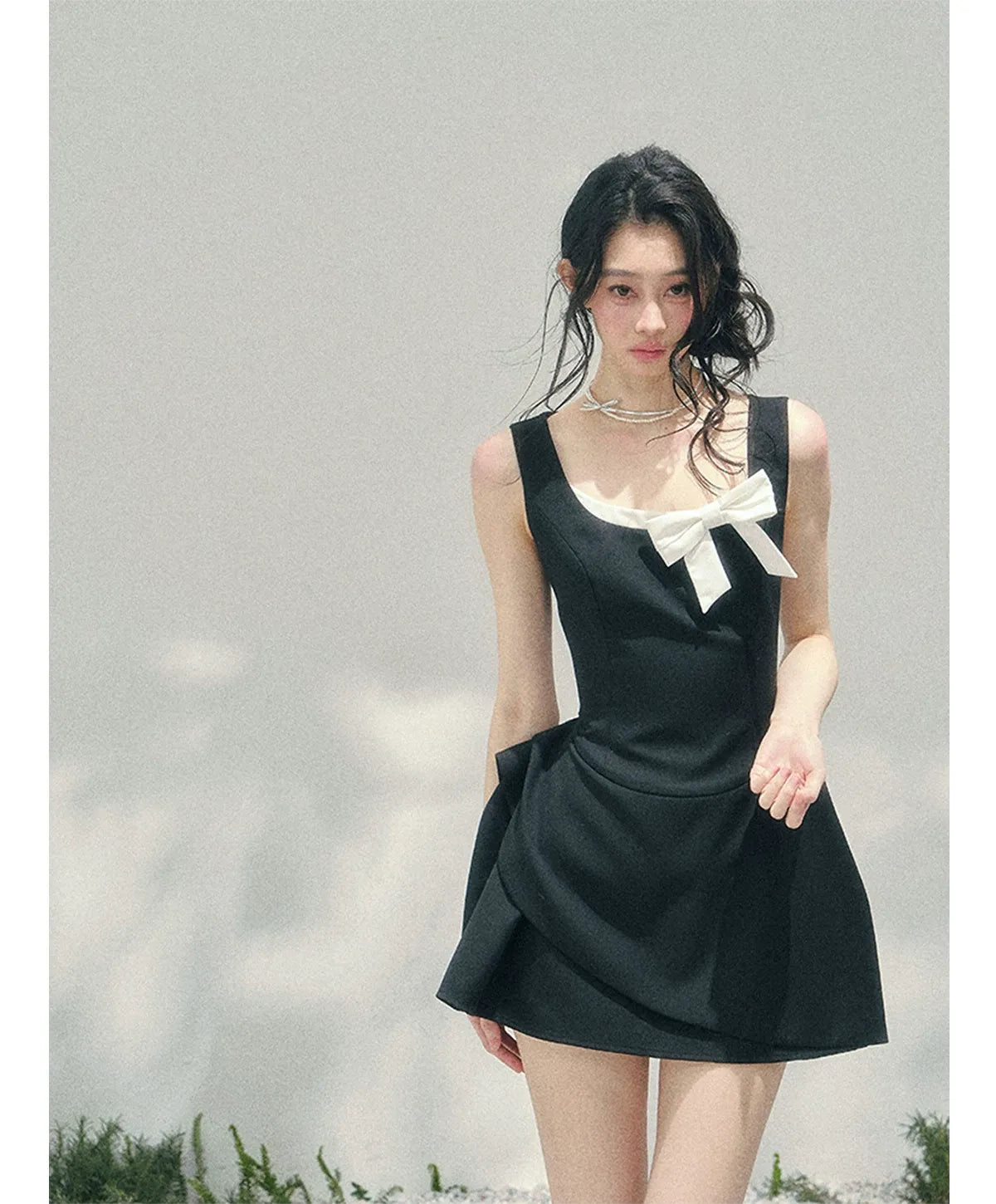 Sleek Bowknot Mini Dress
