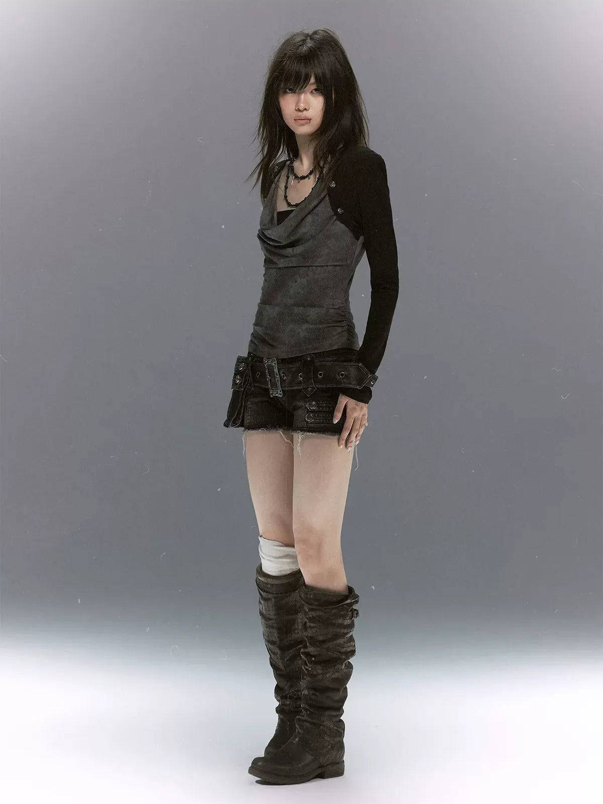 Leather Belt Denim Shorts