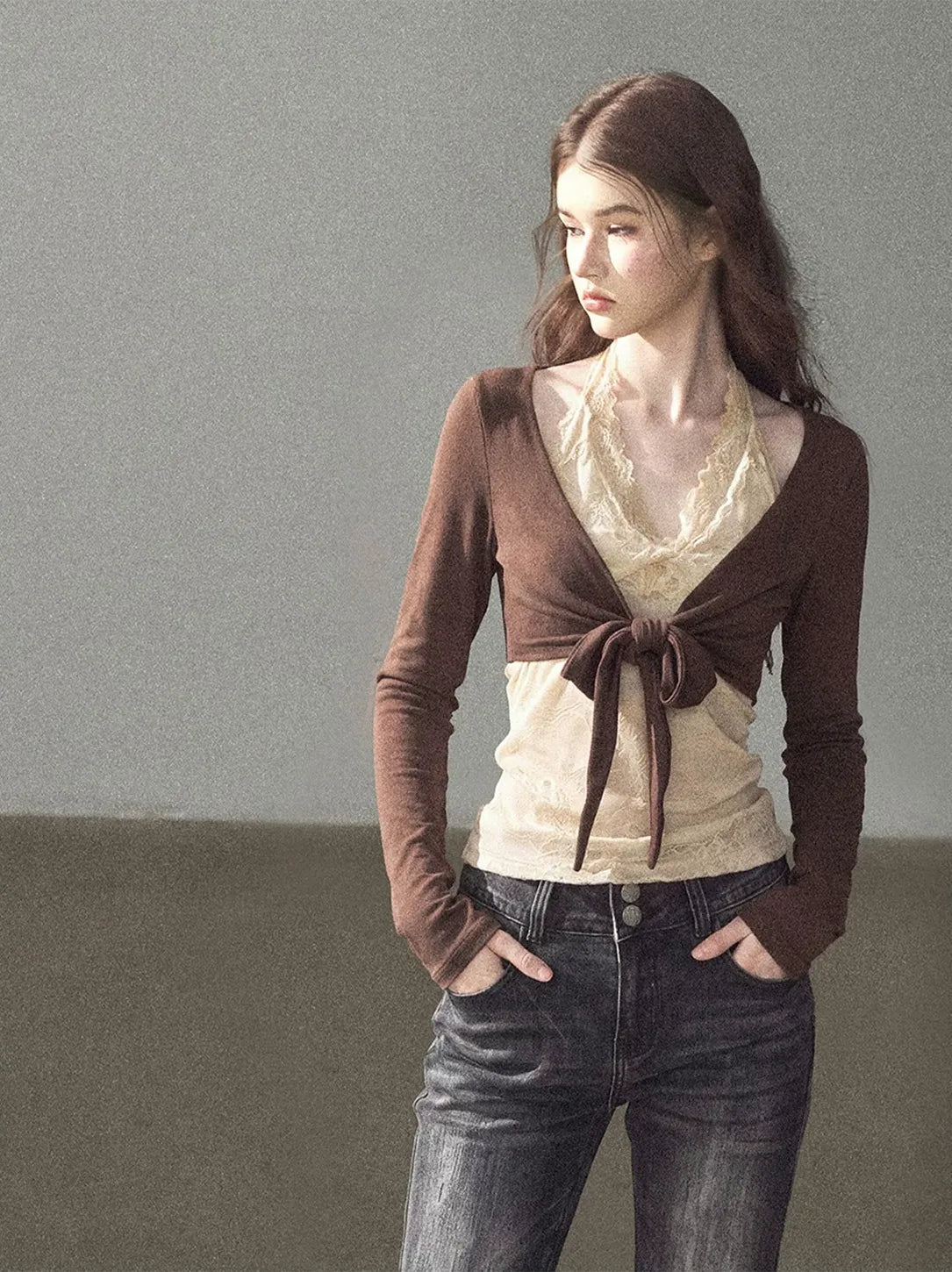 Lace Wrap Cropped Top