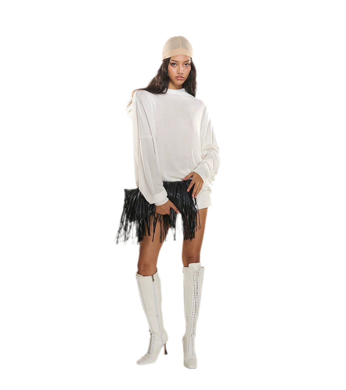 Rhinestone Open-Back Batwing Dress
