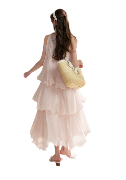 Chiffon Floral Halter Long Dress