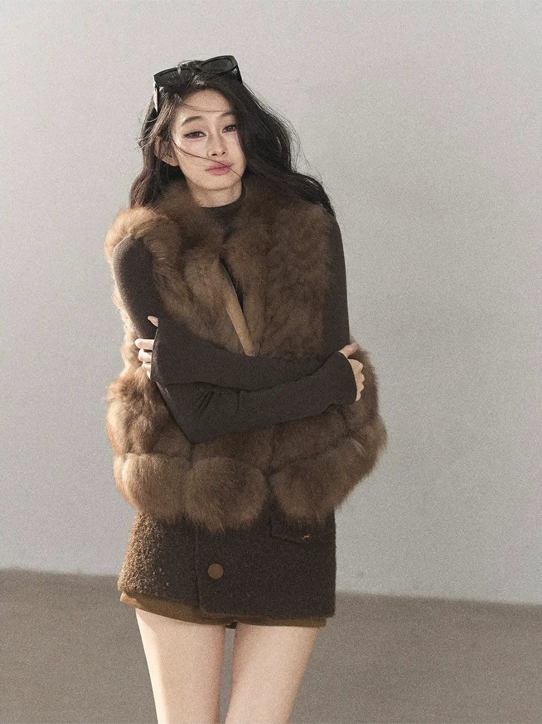 Fox Fur Stand-Collar Vest